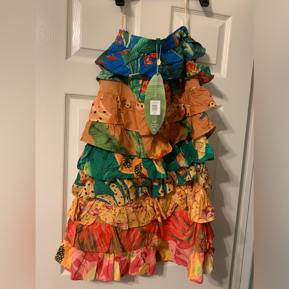FARM Rio Certified Organic Cotton Ruffled Midi Skirt - size small
